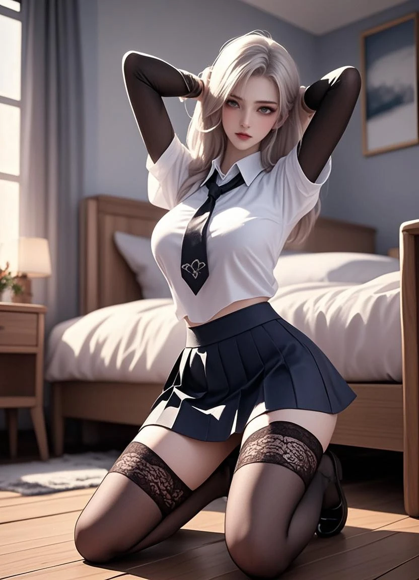 One girl, short t-shirt, skirt, nike sneakers, eyes bluebig ass, perfect breast, slim, cute, sexy, very detailed, exquisite lighting and composition, , 8k, sharp, highly detailed, high resolution, looking back