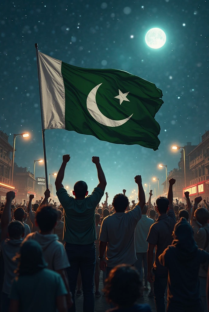 People salute pakistan flag tower of pakistan in background