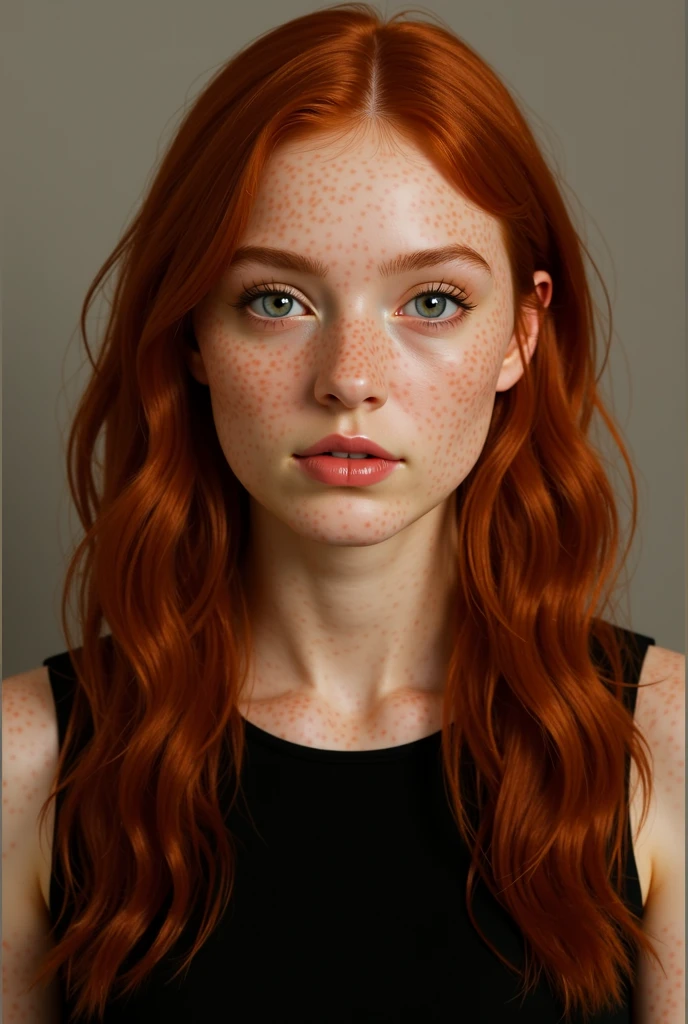 Half body photo of a cute 20 year old pretty redhead girl, redhead, long wavy hair, or looks at the camera , full face (you look shy:1.3), freckles, detailed face, detailed skin, (tshirt without panties), beautiful body, Big teal eyes, sensual lips, Suggestive pose, looking down, covering her crouch with hands slowly going down on a Dike