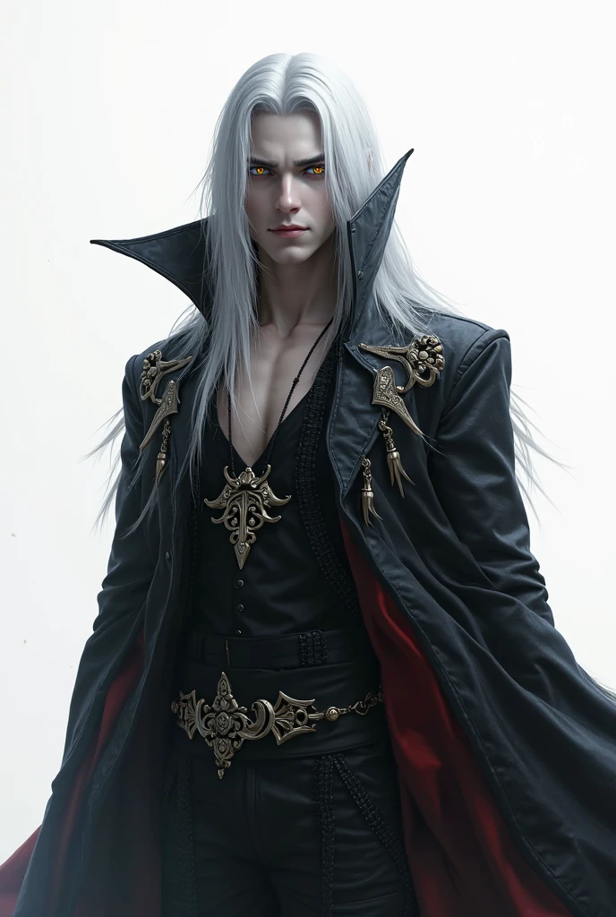 ((Work of art)) man, full body, greenish and dirty skin, long hair up to the neck, straight white hair, black overcoat, Dark scene, Shot in 16K resolution, high resolution, anatomically realistic digital painting, very detailed human skin, very detailed eyes, threatening and cold eyes, facial expression of contempt, around him has several shadows of terrifying death, Blood in the background --auto --s2