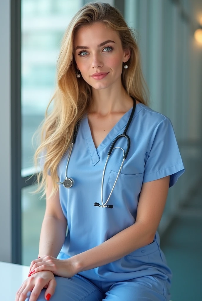 1girl, solo, portrait of a nurse wearing blue scrub, (stethoscope), smile, at hospital, soft lighting, looking at viewer, blurry background, bokeh, chromatic aberration, depth of field, masterpiece, best quality, ultra-detailed, ultra high res, (photorealistic:1.4), raw photo, (realistic:0.2), 8k HDR, f1.4, 40mm, photorealistic, raw, 8k, textured skin, skin pores, intricate details
<lora:skin_texture_v2:0.5> <lora:epiCRealismHelper:0.8> <lora:PAseer-SD15-LCM Quick:1> <lora:ca96_uk_lora_v03:1> ch96