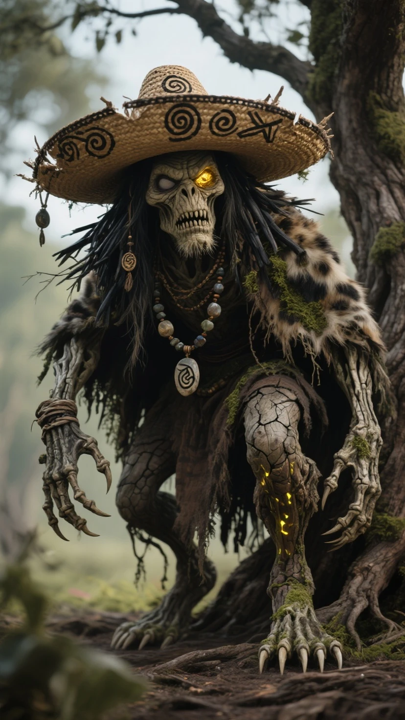 DonMV00d00XL voodoo  homunculus, a amorphous stony siren snakelike  Hydra, carapace skin, mane, crested head,     feathered tails,  <lora:DonMV00d00XL:0.9>