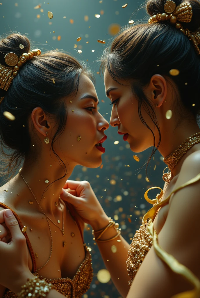 2 furry girls, extremely detailed faces with beautiful eyes, lips and skin, kissing each other's butts, highly detailed, photorealistic, 8k, highest quality, intricate details, dynamic lighting, cinematic, dramatic, vibrant colors, fantasy art, magical, ethereal atmosphere
