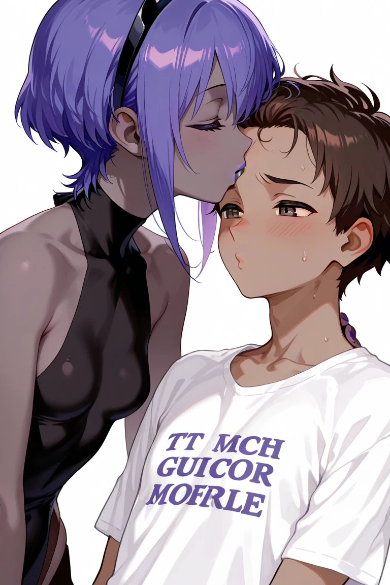 ((Boy tied to chair、naked、erection))、Green Serpent、Blowjob、Eyes glowing purple、A long, thin tongue with a forked tip、Twitching、prison