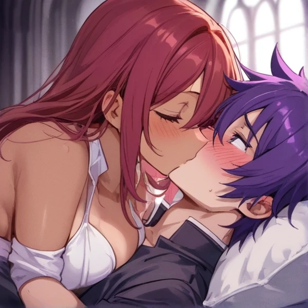 score_9, score_8_up, score_7_up, score_6_up, source_cartoon, source_anime, fdom_awall, hetero, 1boy and 1girl, detailed background, medieval, aether from genshin, raiden shogung from genshin, femdom, rating_explicit, passionate kiss, breast press, erect penis, large penis, lhand_crotch, handjob, rhand_wall, nude, lace lingerie, nipples, panties