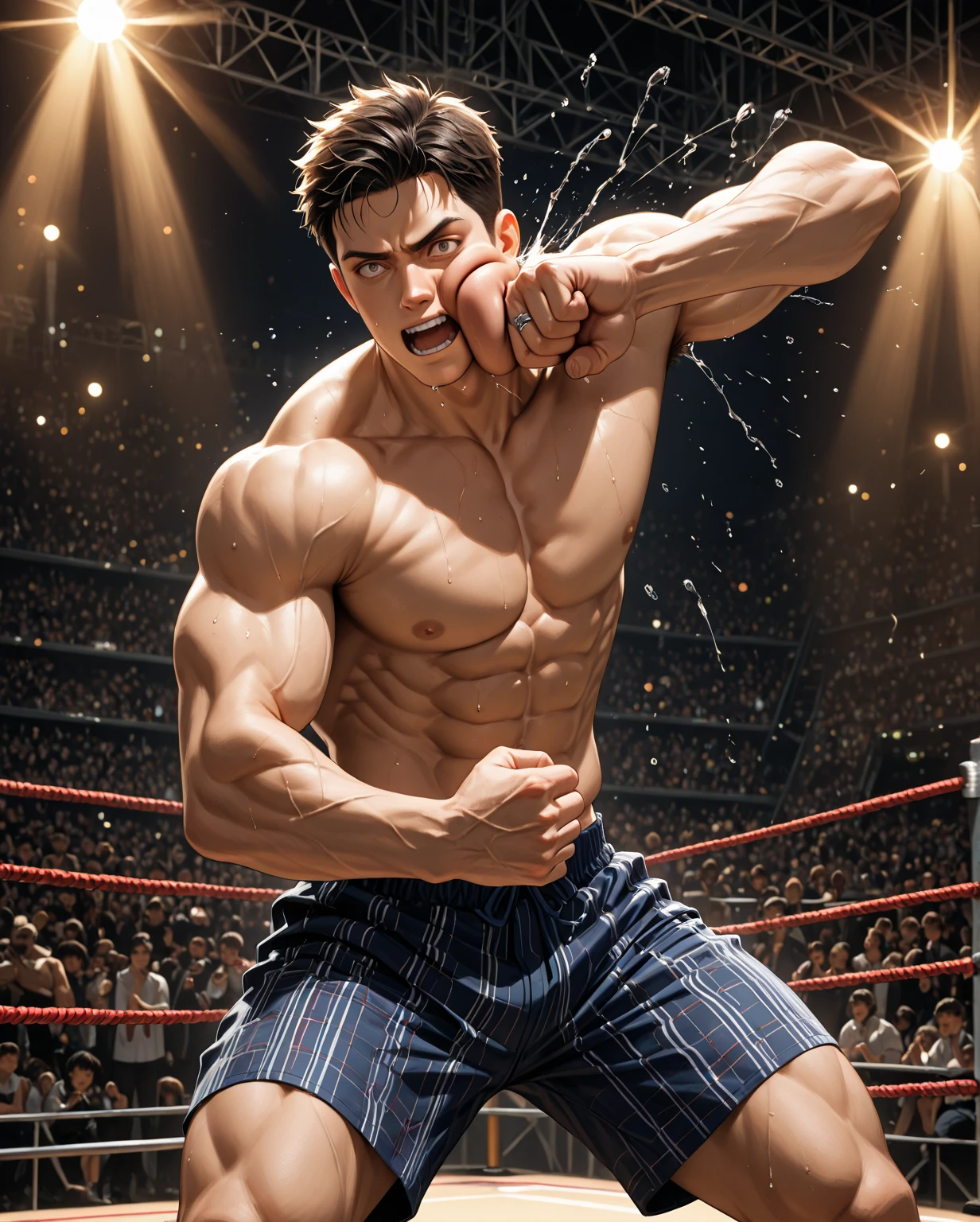 1 man ryu solo、Fighting Game Fighter、street fighter , wearing complete karate kimono、Fitness Body Shape、Pose ready to fight、battle look, close up, karate pose, making a hadoken special move