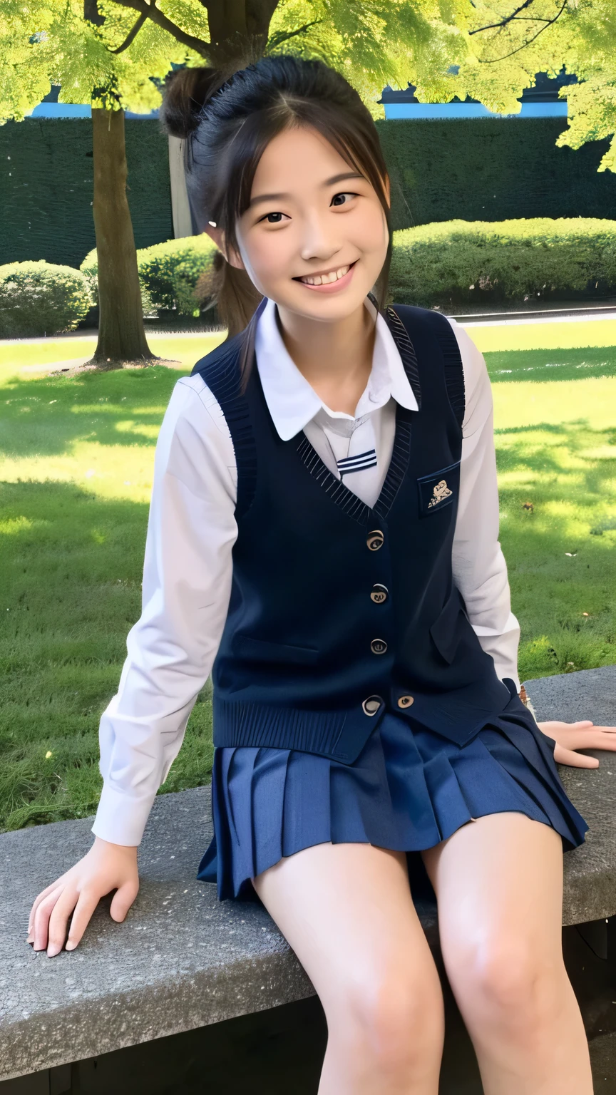 (masterpiece,top-quality,超A high resolution),A Japanese Lady, (((Very cute 12 year old girl、a beauty girl))), Annual Girl、View photographer、Front view, ((Bob Hair)), hyper cute face, Glossy lips, Double eyelids in both eyes, Natural makeup, long eyelashes, Glossy smooth light brown long bob hair,(fullbody image), Perfect limbs, Perfect Anatomy,(((School Uniforms)))、Open your mouth、embarrassed from、