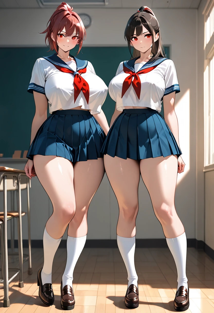 (Cute eyes:1.2), (Colorful eyes:1.2),(Beautiful Eyes:1.2), Highest quality,wonderful,finely,Highly detailed CG Unity 8k wallpaper, (The three of them lined up and hugged:1.2),(Three people with different physiques:1.3), (Three Girls, Sailor suit,  Dressed), (Huge Tits:1.3), (Open your mouth:1.1),(White knee socks:1.4),(Plump thighs:1.5),(Waistline:1.2),(同じSailor suit:1.4),(From behind:1.2),(Beautiful eyes:1.2),(Different hairstyle),(All three have different eye colors:1.2),(All three have different skin colors:1.2),(Don't wear skirts:1.3)