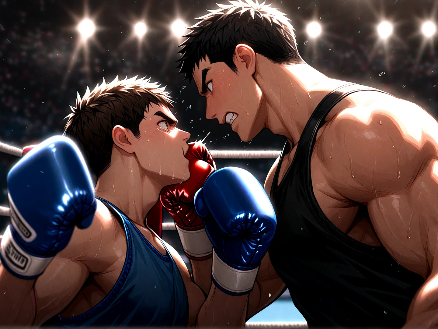 Terry from street fighter as a boxer, in a boxing ring