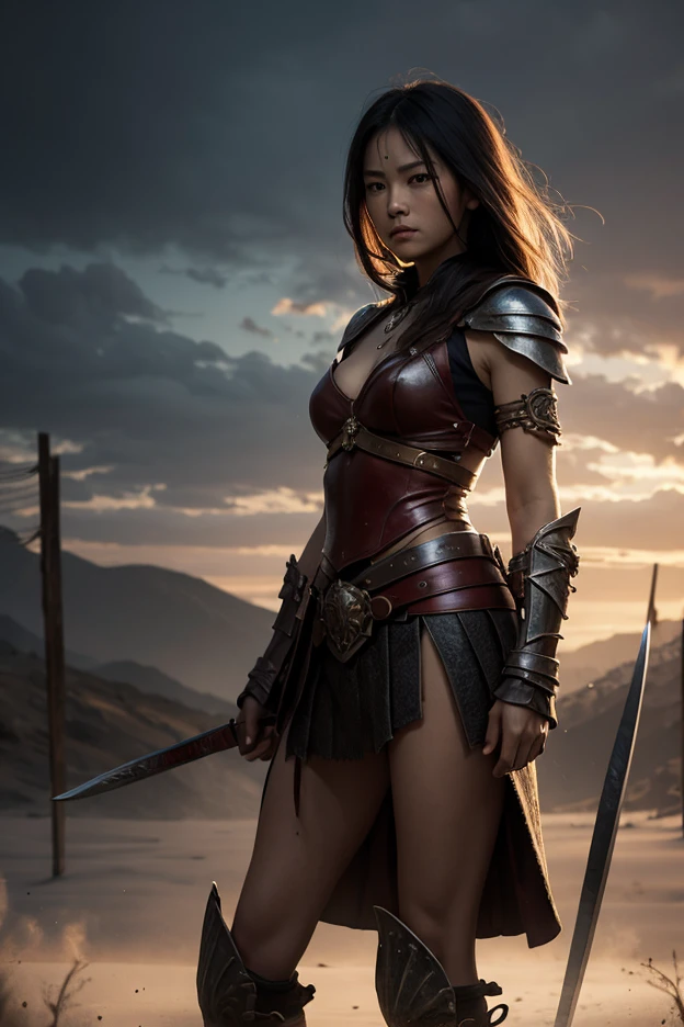gladiators with sword and spear with very beautiful sexy little armor