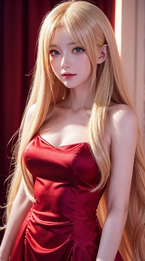 (Best quality,16k wallpaper,high resolution:1.2),(Red to yellow hair,wavy and long hair,Sparkling hair color),Perfectly detailed face,Plump lips,(Big watery eyes,Vertical pupils,reflective light),Woman with rabbit ears,laced dress,Lazily lying in a wooden box,Soft lighting,Full body shot