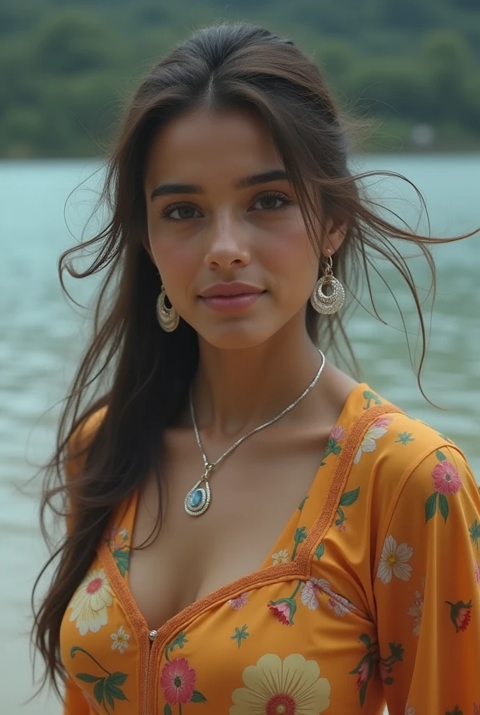 (((best quality))),(((ultra detailed))),(((masterpiece))),illustration,1 Pakistani girl, young, summer outfit, long hair, beach, sea, sky, sunny, overcast, horizon, sand, young girl, big huge breasts, joyful expression, love for life, summer elements,flowers, palm trees, seagulls, chirping cicadas, guitar sound, bird flight, rainbow, hope, dreams, gentle waves, marine accessories, shells, starfish, warm composition, idyllic, tranquil, vibrant image, leap from canvas, summer's essence, youthful spirit, captivating, charming