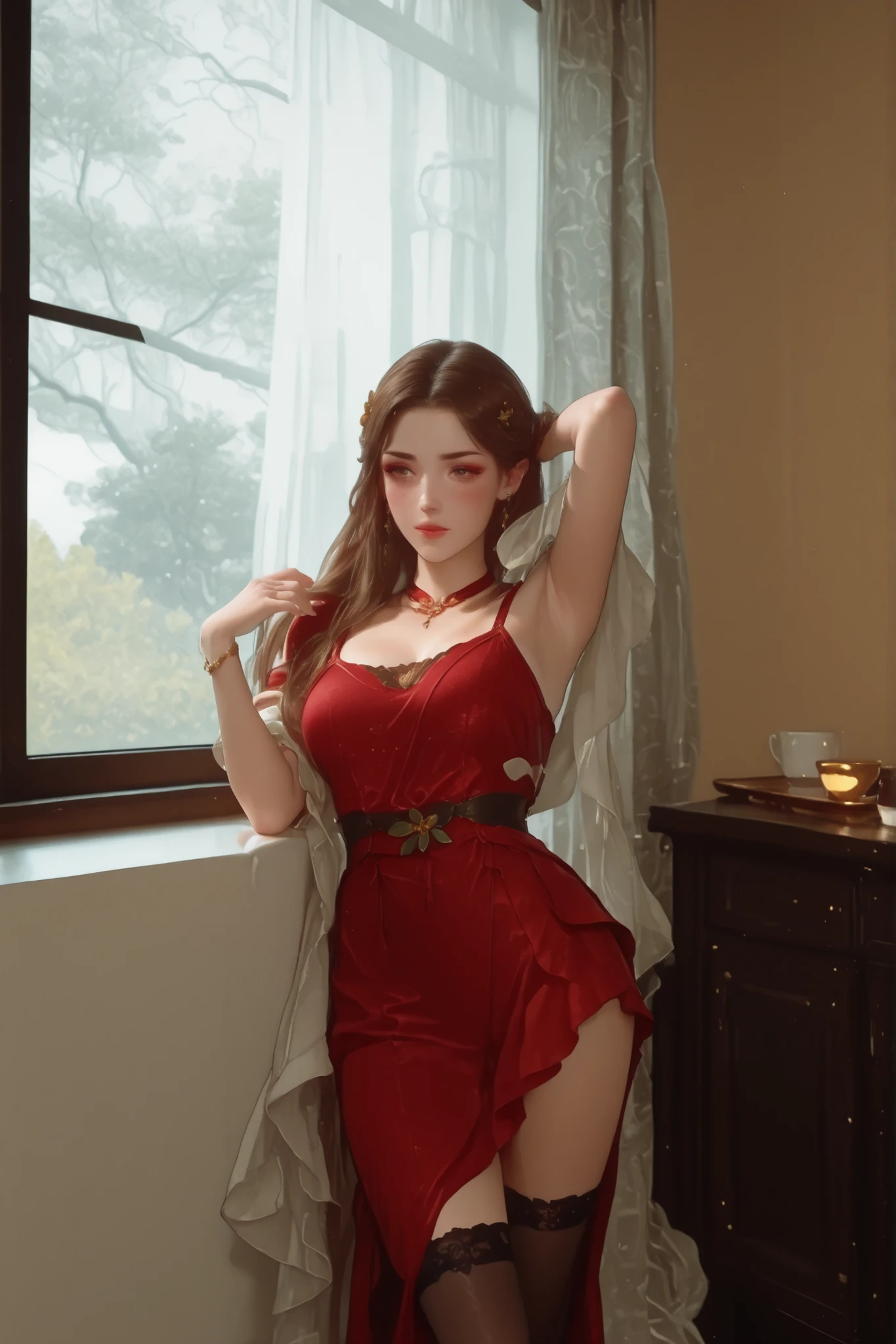 ((1 Girl, Elegant Posture)), Natural leg proportions, Sexy beautiful legs, correct, 解剖学correct, Visible cleavage, masterpiece, Warm colors, (best quality, high resolution, masterpiece:1.2), Extremely detailed, (Practical, photoPractical, photo-Practical:1.37), Official Art, CG, 解剖学上correct, Cool action,Long blond hair,Smile,Elegant Posture, Sexy pose, Seductive expression, Sexual expression,Colorful color scheme,Trendy clothing,Columnar plaque background,Geometric pattern stitching background, Movie, photography, Intricate background, Soft lighting, Subtle shadows, Vibrant colors, Expressive eyes, beautiful, Luxury boutiques, environment, Moments of honesty, Natural expression, Detailed texture, Fine details, Refined and elegant, Exquisite style, Artistic Composition, beautifully presented.
