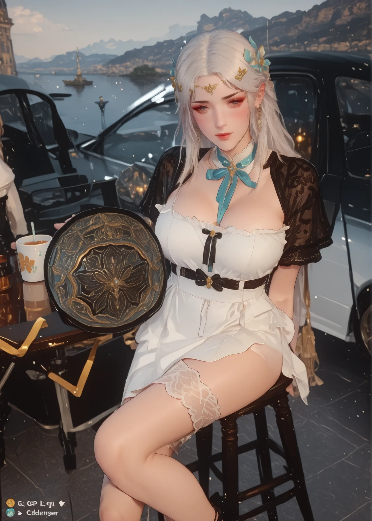 Change to a full-body photo of a woman,G cup,Perfect Details,has exquisite facial features, Clothes are exquisite , Game Character Design ,3D Rendering