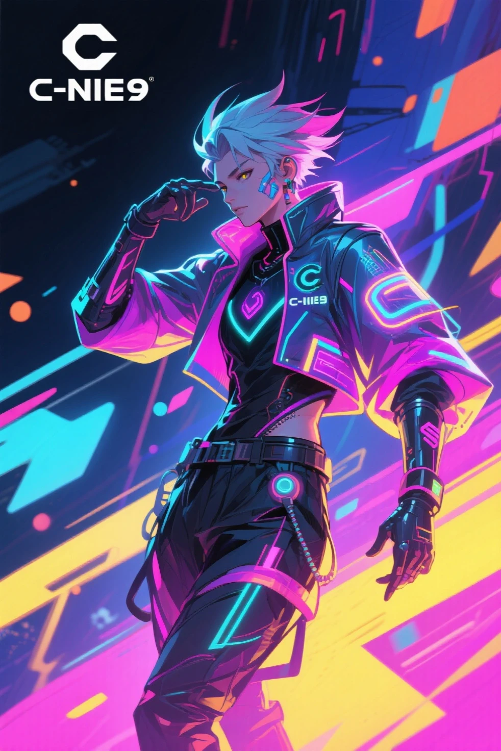 In the neon-lit expanse of CyberHaven, a sprawling metropolis that pulses with technological wonders and shadows that never sleep, resides a vampire boy named Asher. At the tender age of 18, he embodies the enigmatic fusion of ancient darkness and futuristic aesthetics. Explore the intricately detailed world of Asher: Hair: Asher's hair is a vibrant tapestry of black, white, and shades of purple, an artistic homage to the ever-evolving cyberpunk aesthetic. These electrifying colors intertwine, reflecting the neon lights that bathe the city's streets. His hair is styled in a dynamic fashion, a blend of sleek and spiked elements, echoing the fusion of tradition and futurism. Glasses: Adorning his face, Asher's glasses embody cutting-edge technology with a touch of retro charm. The frames are sleek and silver, intricately designed with embedded microcircuitry that enhances his vision in the augmented reality of CyberHaven. The lenses possess a subtle holographic shimmer, providing him with an overlay of data and information within his field of view. Eyes: Beneath the tinted lenses of his glasses, Asher's eyes glimmer with an ethereal glow, a vibrant shade of amethyst that seems to radiate with electric energy. They hold an intensity that reflects his profound connection to the nocturnal world and his unyielding thirst for both knowledge and the life essence that sustains him. Cybernetic Enhancements: Within the cyberpunk realm, Asher has embraced technological augmentations that coexist with his vampiric nature. Tracing along his arms and neck, faintly glowing circuitry tattoos blend seamlessly with his skin, enhancing his reflexes and senses. These enhancements are a testament to his ability to adapt and thrive in the ever, highly detailed face, highly detailed eyes,potrait