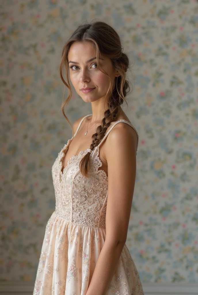 Beauty photo,
<lora:KennedyLeigh_v1.0:1> KennedyLeigh,
female in a dark theme background,
(cotton ruffled lavender colored short sleeved blouse:1.1), with (intricate side shaved long locks:1.2) hairstyle, detailed hair strand, ear, detailed upper torso, detailed eyes, detailed pupils, detailed iris, detailed nose, detailed lips, ears, detailed sidelocks, eye reflection,
in style of
Peter Lindbergh Elegant, Intimate Canon 5D Mark III, Sensual portraits, intimate close-ups, natural poses Minimalist environments, soft lighting