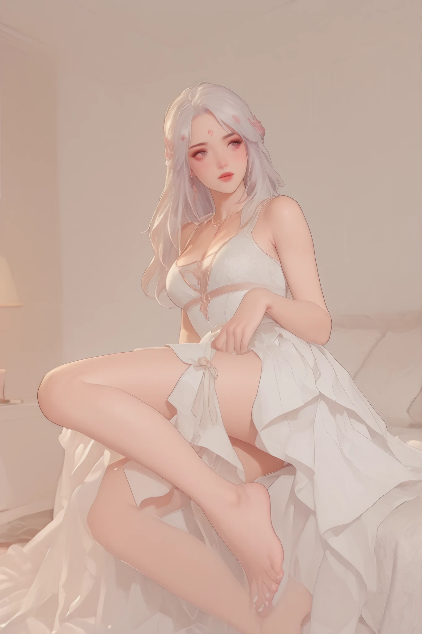 Change to a full-body photo of a woman,G cup,Perfect Details,has exquisite facial features, Clothes are exquisite , Game Character Design ,3D Rendering