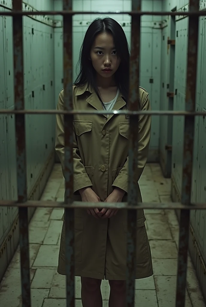 photograph, Locked up in prison, Huge breasts, Prisoner, high school girl、School uniforms, barefoot, Iron barsの中,Iron bars,handcuffs,