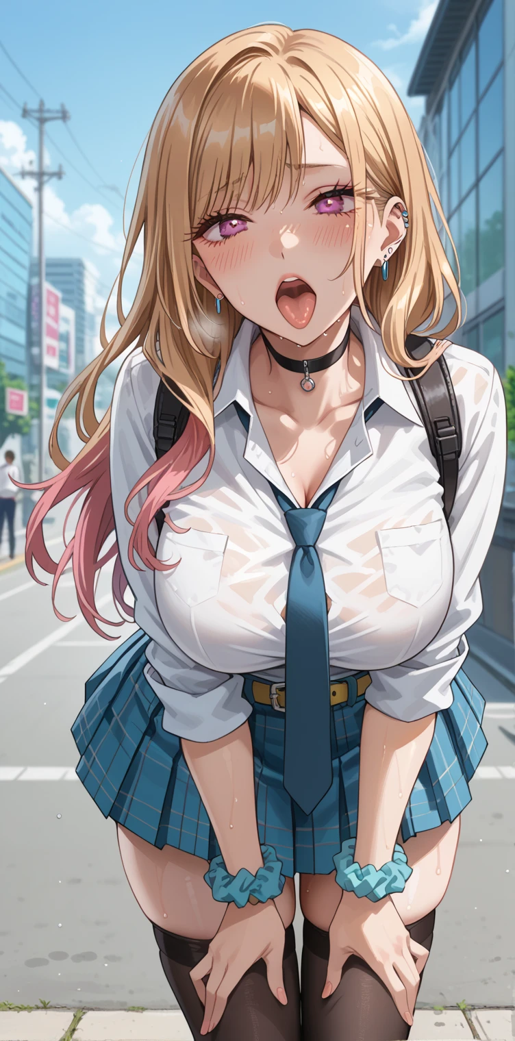 pieces fly、masterpiece、highest quality、Super detailed、High resolution、High resolution、8K portrait、Unity 8k壁紙のHigh resolutionCG、unity 8k wallpaper、cute type little:1.5、:1.5、Highly detailed CG unity 8k wallpaper、realistic、real person、cute type little、 portrait photography、shiny skin、High resolution、(:1.2)、(1 girl)、beautiful clear eyes、very detailed explanation、delicate face、nice lips、slender body、Same with big breasts thin waist、thin legs、(city road:1.6)、1 girl, cute type, perfect face, seriously, (blush:1.5),(golden hair ponytail:1.2),((there are many people nearby:1.4)),Same with big breasts,((school uniform:1.2)),(((clothing lift:1.5))), (((I have nipples))), Detailed description vagina,show vagina,spread legs,spread ,((Orgasm in the vagina:1.5))