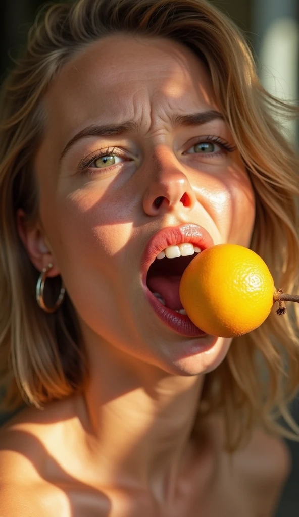 (comcal, woman spitting out lemon, shocked look on her face)1 girl, cute outfit, plunging neckline, breasts over exposed, puckering mouth, holding lemon slice, comical, full body, detailed realistic portrait, high quality, 8k, photorealistic, studio lighting, masterpiece, beautiful detailed eyes, beautiful detailed lips, extremely detailed face, long eyelashes, elegant, glamorous, intriguing, dynamic pose, natural lighting, warm color palette, cinematic composition
