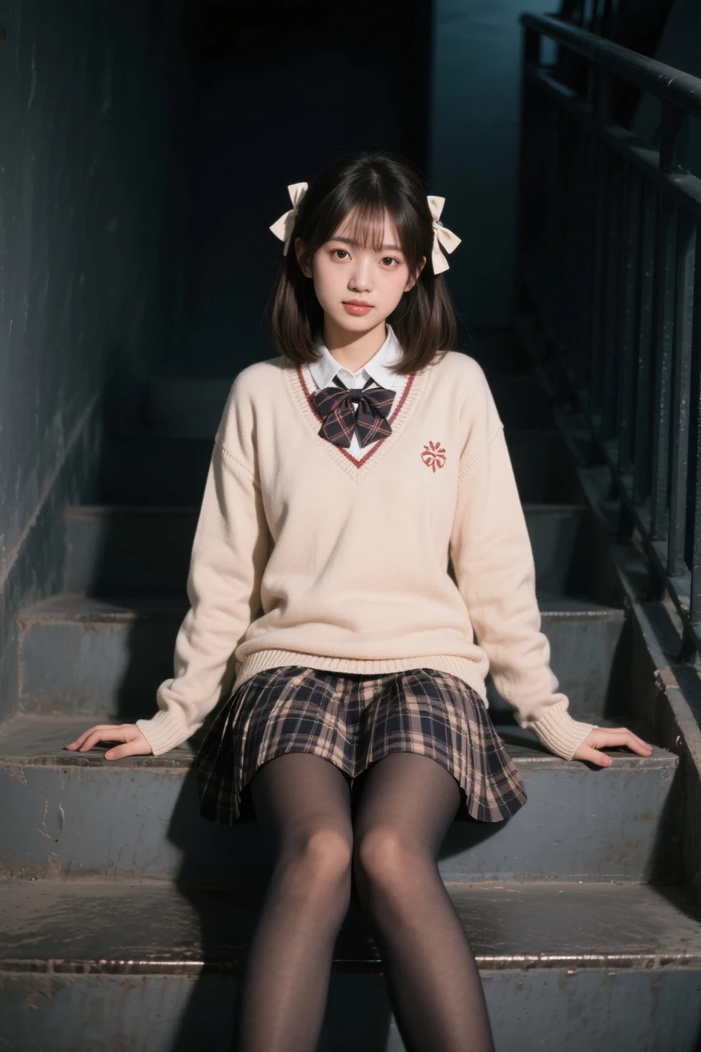 1girll,独奏,(best qualtiy),(tmasterpiece:1.1),full bodyesbian,looking_at_viewer,dynamic angle,校服,adolable,Clear facial skin,Bigchest,quadratic element