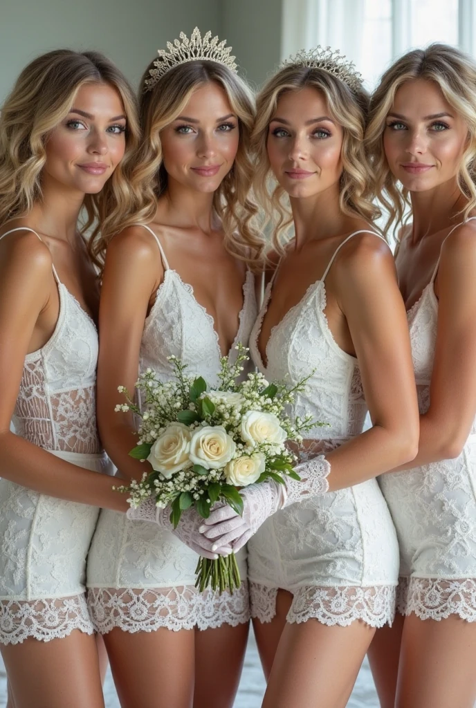 Masterpiece of ExtremelyDetailed (ProfessionalPhoto of Five MILF in WHITE SkinnyPanties),{(StandingBackwards FullBody:1.2)|stooped|Spanking},(((ShowAss)Back of Head)),In the room, (((HiddenFace:1.4, SFW:1.8))), PUNIPUNI,FlowerWreath FlowerHairpin Full of Flowers, (Acutance:0.85), Beltbra, ClearlyVisible the shape of Butt