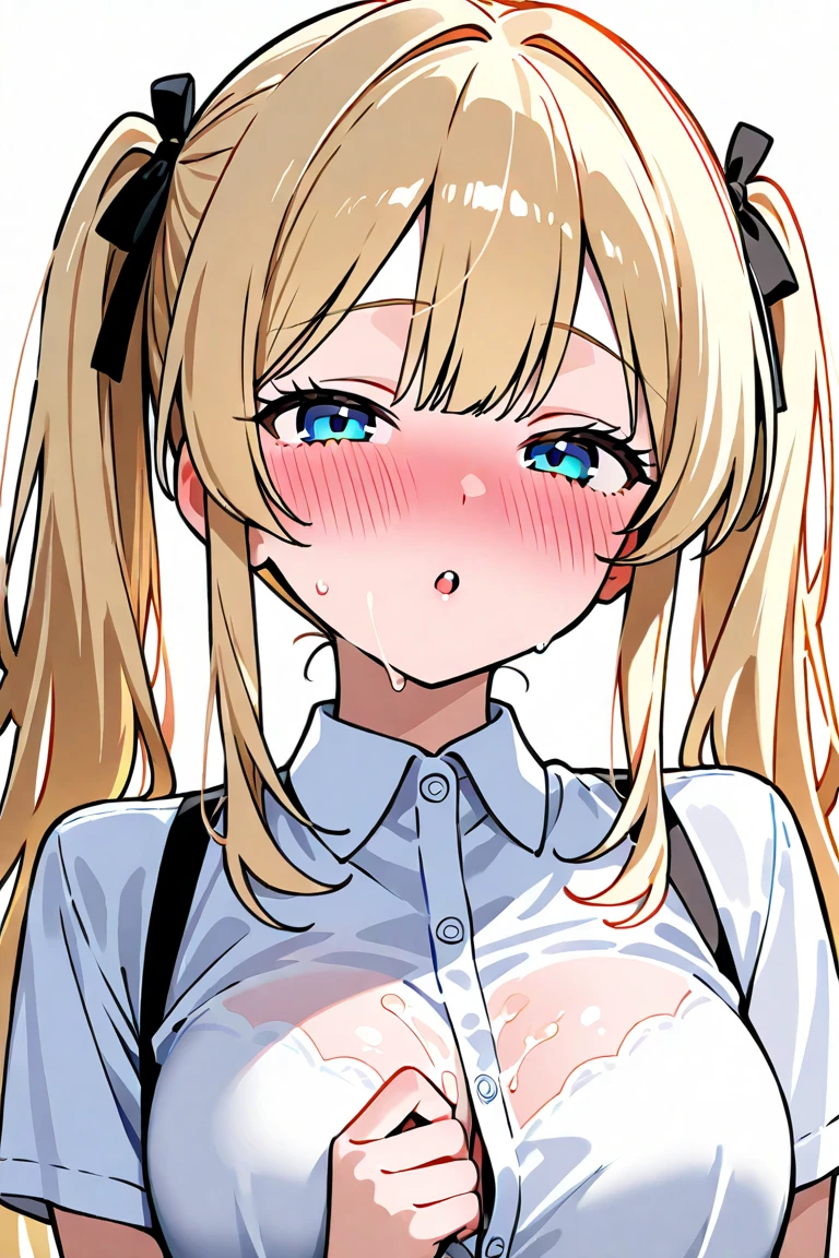 [1girl, Hachimiya Meguru, idolmaster], beautiful detailed eyes, Blue eyes,(tareme), (half-closed eyes), (opened big mouth, licking, Sticky tongue), nsfw, (close-up mouth), (curvy, Slender),(cleavage), from above, Highest quality, Super detailed, masterpiece, Ultra-high resolution, 8k, Embarrassing, blush, Lovely, (With tears in her eyes and her mouth open), Sticky saliva