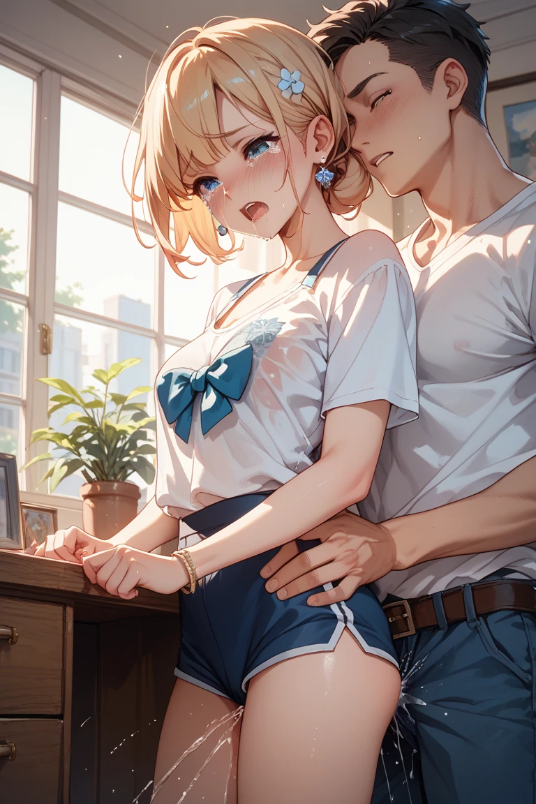 (girl,Fat middle-aged man:1.2)、Completely naked、blush、French kiss、(hug)、(Big Breasts)、Very detailed、High resolution、4K、masterpiece、High resolution、(tears:2)、(rape)、Straddling a middle-aged man、heart、toilet、(Sex:1.3)、(Grin:1.4)、Knee socks、(Side view)、(Push down)、(rape)、braid one's hair、Faint、Sweaty
