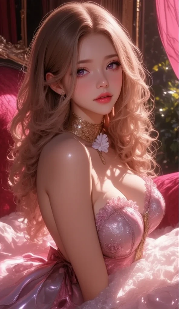 masterpiece, best quality, extremely detailed CG unity 8k wallpaper, (Upper Body head close-up shot of a beautiful little girl), Wendy, Elegant Long straight blonde hair, (Mckenna Grace), ((flat chest,thighs)), ((pink-Cyan)) golden ((Glittering tutu,long Bunny Ear Headgear, glove, Bow-tie, zettai ryouiki)), ((Kneel,all fours,from below)), (Blush), oil skin, (seductive smile), (Wonderland), pretty face, key art, award winning, intricate detail realism hdr, by (ruan jia and artgerm and range murata), Photorealism, Hyperrealism, ultra realistic, dramatic light, intense shadows, gorgeous view, depth of field
 
