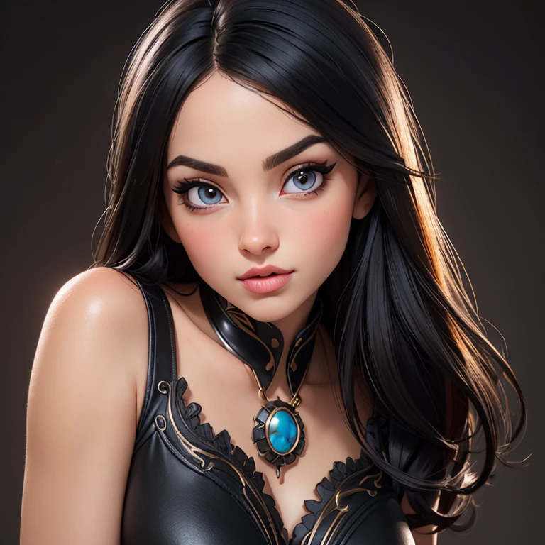 Best quality, realistic photo, ultra high resolution, absolute black background, blue right light, woman, brazil, smile, medium mouth, tapered nose, striking eyes, face from front to chest, 20 years, beautiful cute defined face --auto --s2