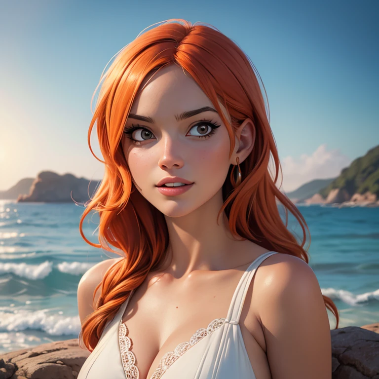 Nami , off shoulder dress , Background flower garden