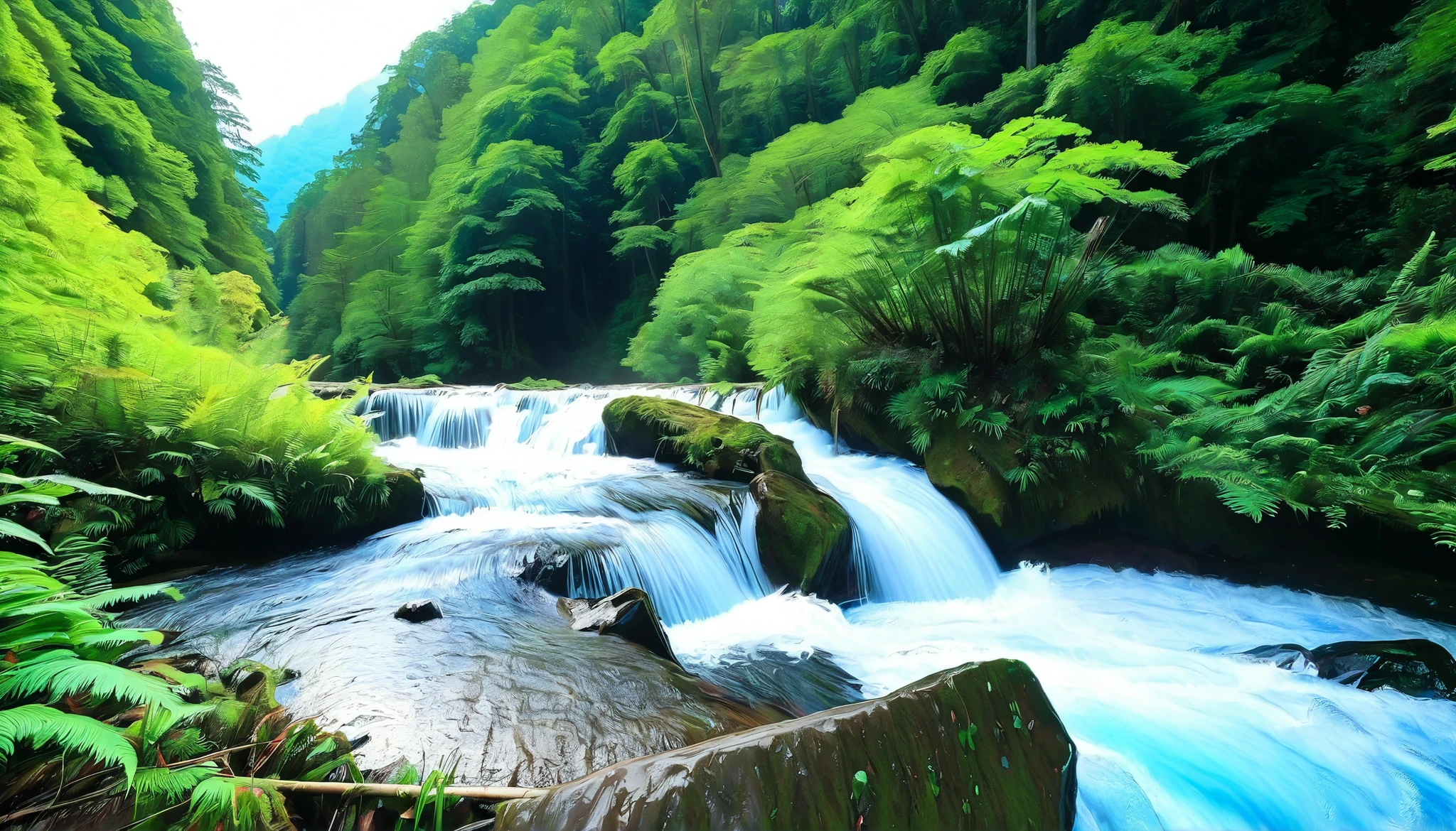 Clear Stream,Big waterfall