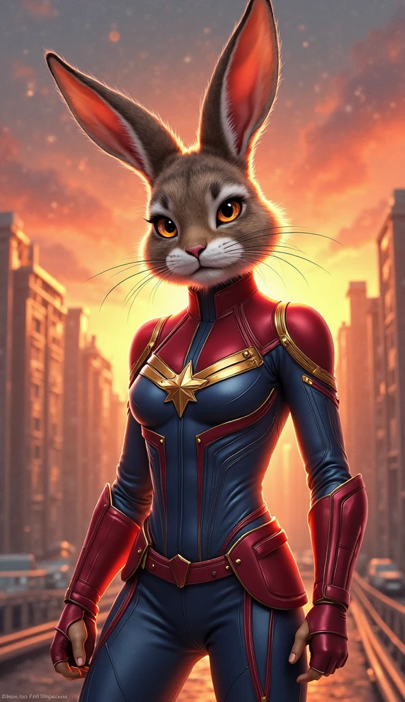 score_9, score_8_up, score_7, score_6, city, brittany miller, chipmunk, furry, short ears, Wonder Woman outfit, red boots, looking at viewer, 6 inches tall