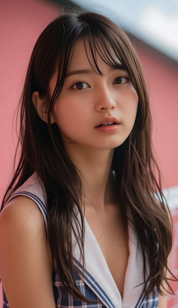 (8K, RAW Photos, Highest quality, Tabletop:1.2), (Realistic, Photorealistic:1.37),1 Girl,beautiful,Powerful, (alone),Detailed face, Elevation,sideboob,
Shoot the ball,Thin basketball uniform ,Sports, avert your eyes,sporty,Wet Skin,Sweat,Large Breasts,Basketball venue