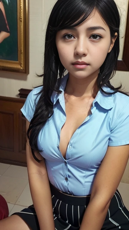 ((top quality, 8k, masterpiece: 1.3, raw photo)), Sharp Focus: 1.2, (SOLO), (1 aespa girl: 1.2), (Realistic, Photorealistic: 1.37), (face focus: 1.1), cute face, small breasts, flat chest, short messy hair, (business shirt: 1.1), Beautiful Woman standing the city Under Lamp Light, cinematic lighting, thigh, chiffon panties,