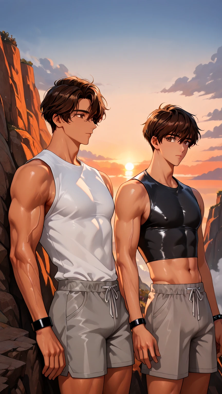 two man, John and Luke. John is 43 years old, tall and muscular with short brown hair and green eyes. Luke is 16, handsome and athletic with shaggy brown hair and innocent doe eyes.