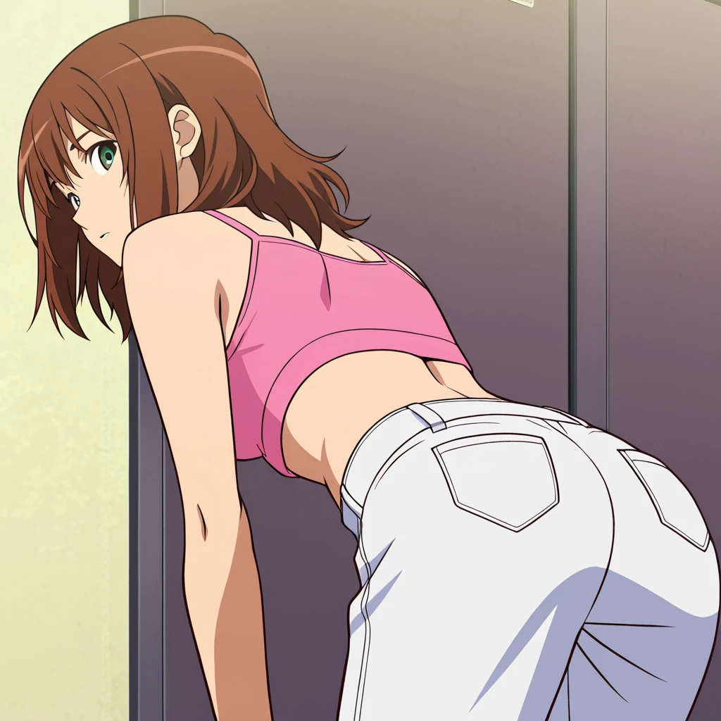 Busty young girl from behind showing her naked anime ass