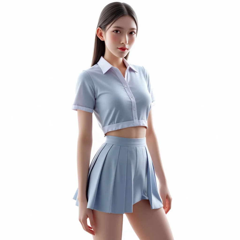 (solo:1.2), (a detailed full-body RAW photo of a girl), (masutepiece:1.0), (Best Quality:1.4), (超A high resolution:1.2), (Photorealistic:1.4), 8K resolution, Canon EOS R5, 50mm, absurderes, ultra-detailliert, (25 year old), Sharp Focus, Cinematic lighting, Detailed beautiful face, (no-makeup:1.2), (ulzzang -6500-v1.1), petite figure, Detailed skin texture, flat chest, (skinny and fit body:1.6), Detailed brown hair,  sweltering,(Very short hair:1.5), (Very thin fit and short white nike polo shirts:1.5), (very short skyblue tight mini skirts:1.5), (up skirts:1.4), realistic glistening skin, detailed texture, (Japan athletes:1.5), (flat chest:1.5), (no bra:1.5), (Erect nipples:1.5), (wet wear:1.5), (Stick out buttocks and look back:1.5), (Skin color that can be seen through panties:1.5), (hip fourcus:1.5), (suntan:1.5), (small chest:1.5), (Skin color that can be seen through polo shirts:1.5), (nsfw:1.5), ((lift skirts:1.5)), (going up the stairs and look back:1.5), (from below:1.5), (hip fourcus:1.5), (see-through:1.5), (panty shot:1.5), (halfway up the stairs:1.5), (full body)