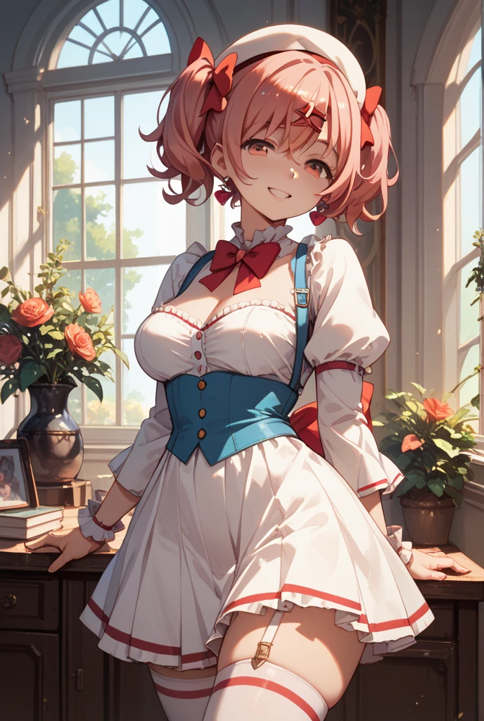 (​masterpiece、top-quality、hight resolution), Picture a scene in which the protagonist is entertained by a kind, receptive, and abundantly experienced maid of honor. The maid of honor has a natural warm smile on her face, which conveys her wealth of experience and security. She is dressed in traditional chambermaid's clothing, creating a sense of calm and security. In the background is a comfortable and elegantly decorated room, emphasizing the cozy and relaxed atmosphere. The maid of honor serves with grace and care, making the hero completely relaxed and cared for. The maid of honor's main focus is to ensure the comfort of the protagonist, which is evident in her every action and facial expression.