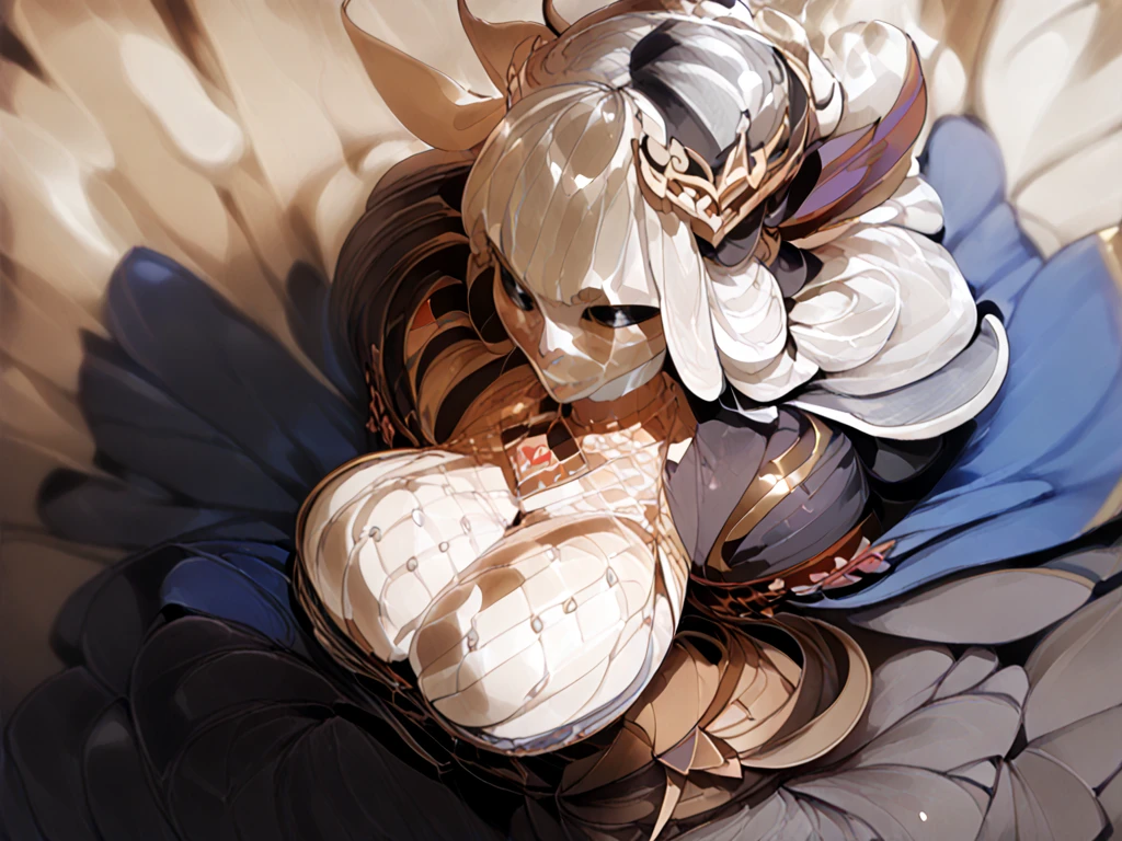 score_9, score_8_superior, score_7_superior, score_6_superior,an anime woman with very long white hair posing and holding a sword by her side, 1girl, breasts, solo, long hair, looking at viewer, dress, blush, large breasts, halo, bangs