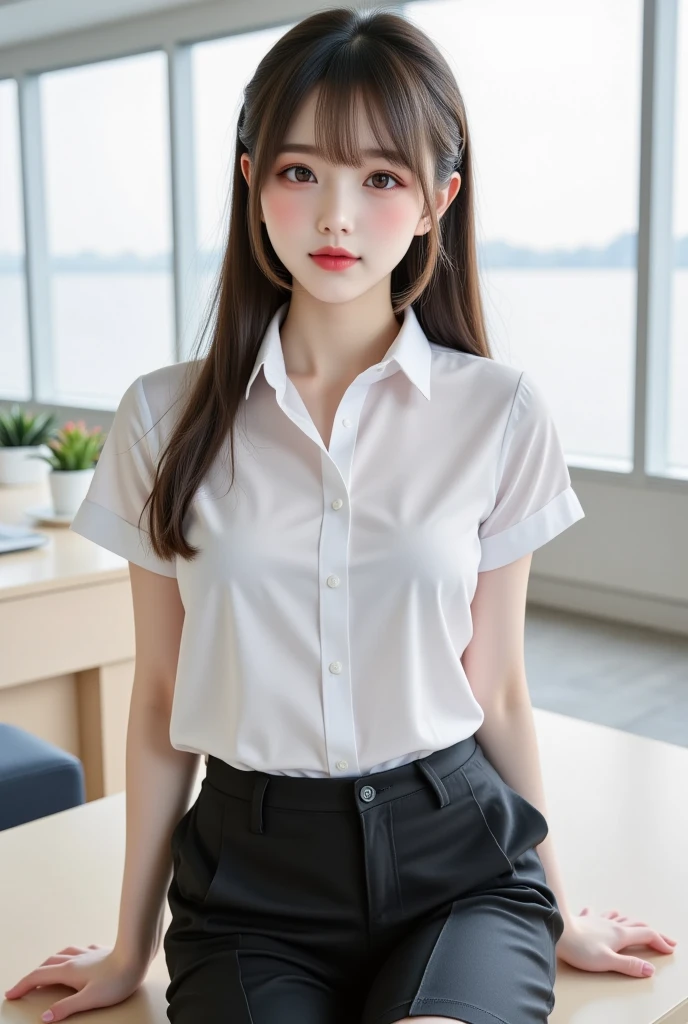 nsfw,Exposing her breasts、(Highest quality、Tabletop、8K、Best image quality、Award-winning works)、Cute school girl、alone、Perfect beautiful composition、(A uniform shirt with a full open chest:1.1)、(Unbutton your shirt、Big naked breasts fully exposed:1.5)、(Very short hair:1.1)、Slender body、(A shy smile looks at me:1.1)、(Strongly blurred park background:1.1)、Natural Makeup、Ultra-high definition beauty face、Ultra HD Hair、Ultra-high definition sparkling eyes、(Pure white skin shining in ultra-high resolution:1.1)、Ultra-high quality glossy lips、Accurate anatomy、Ultra HD Hair、(Very bright:1.1)