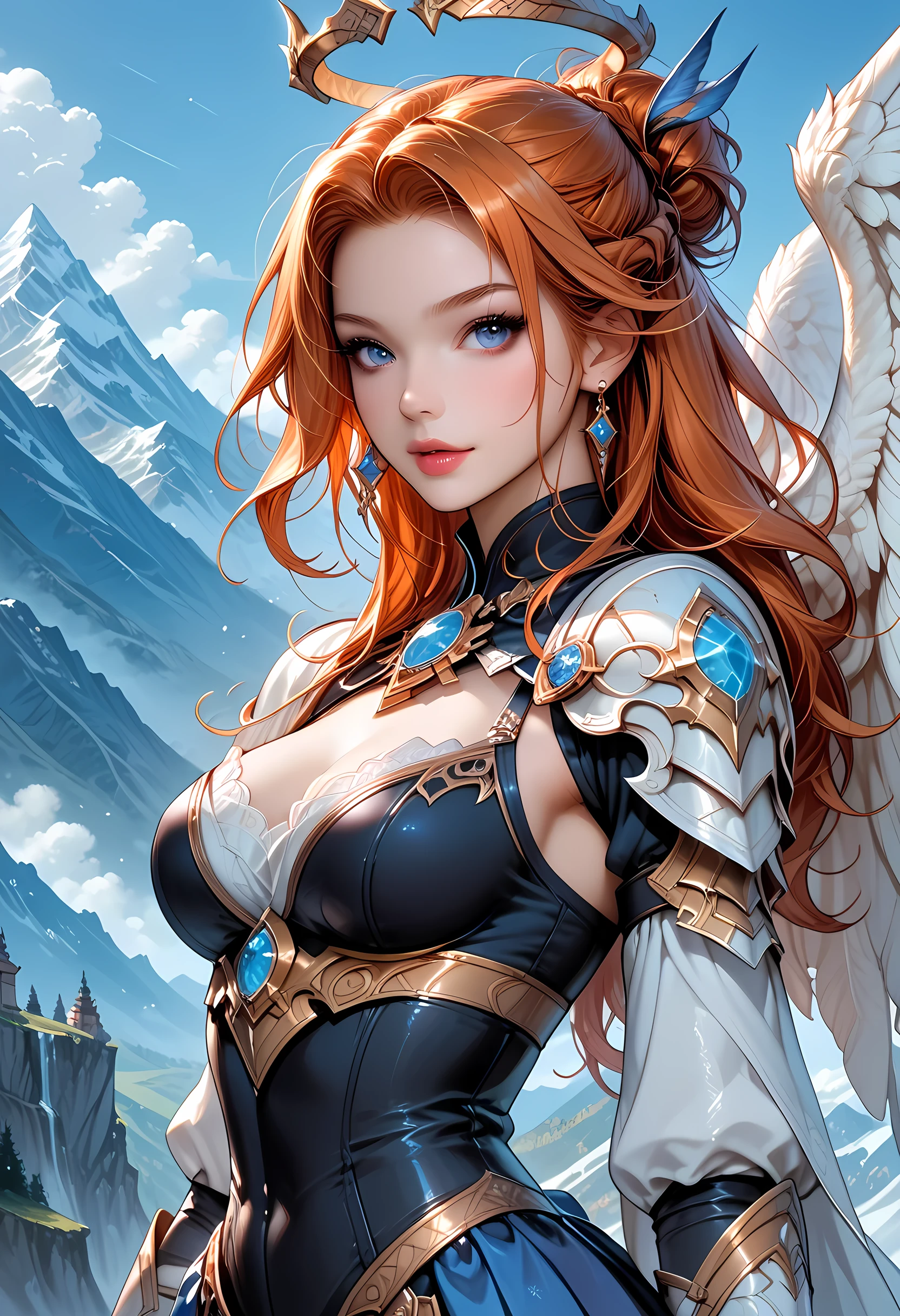score_9, score_8_up, score_7_up, a woman with a sword and wings standing in front of a mountain, angel knight girl, as a mystical Valkyrie, epic fantasy character art, high quality fantasy art, epic fantasy digital art style, fantasy character art, female redhead templar, fantasy paladin woman, fantasy game art, extremely detailed, fantasy, High Detail, Ultra High Quality, High Resolution, 16K Resolution, Ultra HD Pictures, Ultra Realistic, Clear Details, Realistic Detail, Ultra High Definition, fantasy, art by mooncryptowow,
