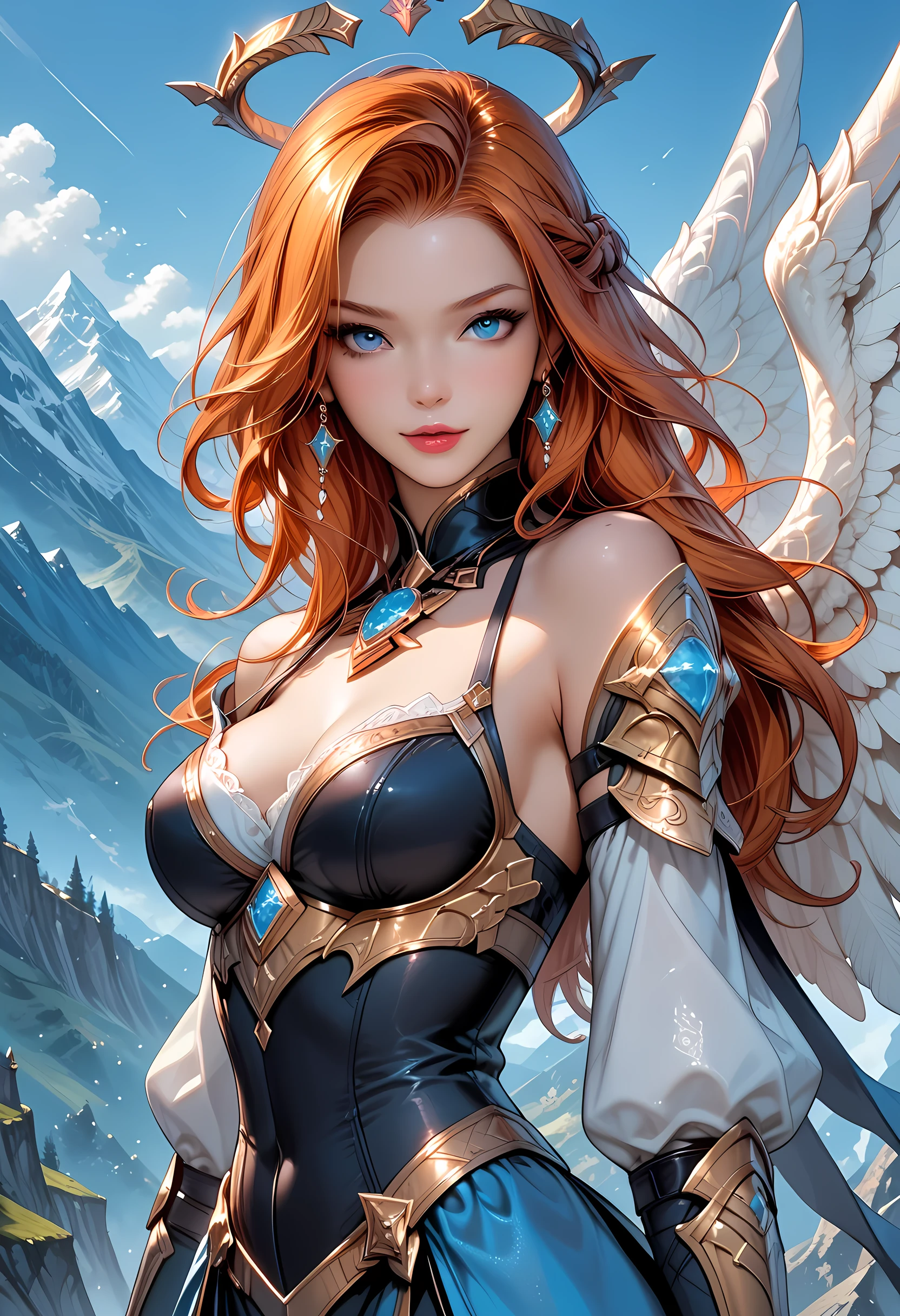 score_9, score_8_up, score_7_up, a woman with a sword and wings standing in front of a mountain, angel knight girl, as a mystical Valkyrie, epic fantasy character art, high quality fantasy art, epic fantasy digital art style, fantasy character art, female redhead templar, fantasy paladin woman, fantasy game art, extremely detailed, fantasy, High Detail, Ultra High Quality, High Resolution, 16K Resolution, Ultra HD Pictures, Ultra Realistic, Clear Details, Realistic Detail, Ultra High Definition, fantasy, art by mooncryptowow,