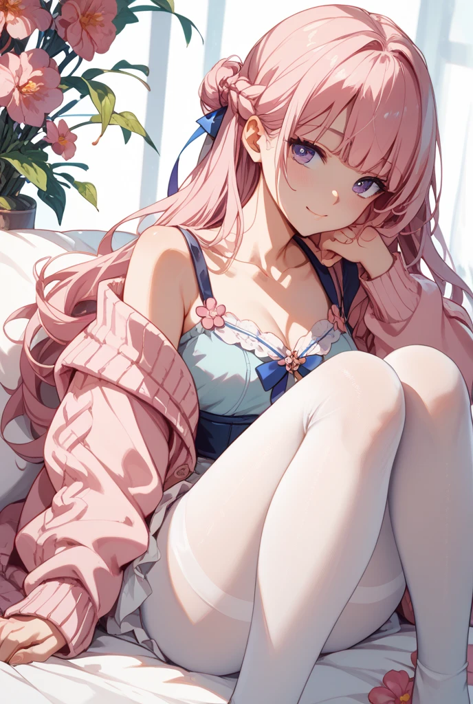 ,beautiful flower々),mole under eye, heart shaped choker, (masterpiece, highest quality), official art, beautiful and aesthetic: 1.2), (1 girl), very detailed, (geometry art: 1.3), colorful、pink bob hair、bear ears、 whole body