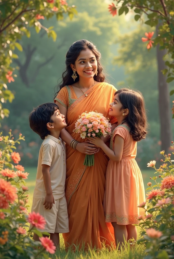 Vidya Bangladeshi flag image lady and boy 
