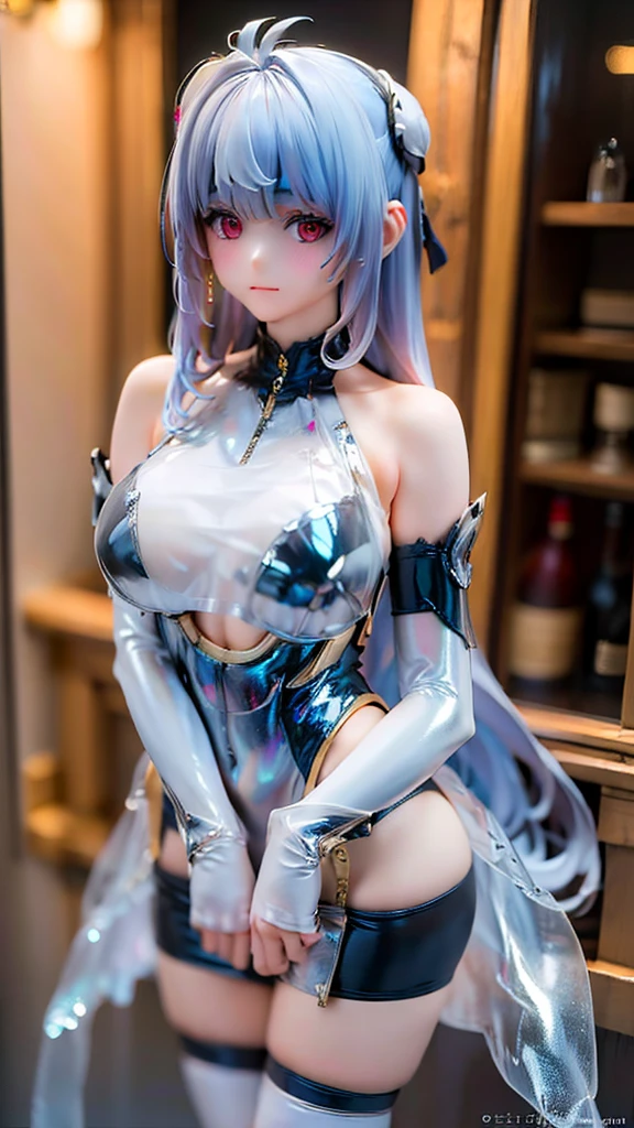 pvc revoltech,plastic model,Crystal clear shining eyes,embarrassed from,Crying face,Cute,A sexy,white transparent bathrobe,kawaii girl, a choker,Constriction,big breasts thin waist,slim big breasts,cleavage of the breast,toppless,Robe décolleté,long, shiny hair,Transparent glossy vinyl ribbon,Transparent panties exposed,Off-the-shoulder see-through shirt,Transparent glossy vinyl miniskirt,embarrassed fromポーズ,Trapped in an acrylic case,