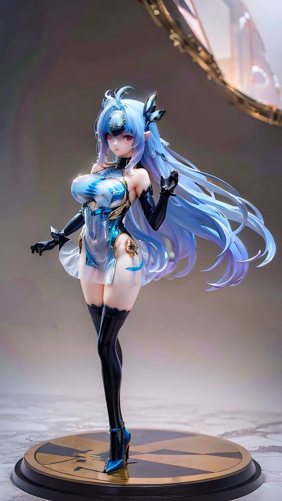 realistic image, detailed image, coherent image, 1 beautiful elf, she has very long hair, black hair, turquoise eyes, smiling, She is wearing a dongtan dress, showing her legs, She has a curvy body, medium breasts and thighs thick, She is sitting, posing sensually, arms hidden behind her back, chest sprouting, back arching, full body view, view from above, Soft focus, Dramatic shadows, Volumetric lighting, natural lighting, artificial lighting, White background,