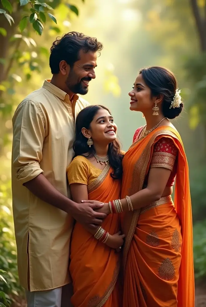  Indian beautiful girl age 24 and she talking her husband  age 27 is to brown skin town and he also spectacle also one daughter age 2 seeing in front of camera
