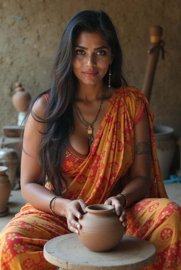 (best quality,highres:1.2),portrait,indigenous woman,detailed facial features,painted face,perfectly contoured face,black curly hair,preparing traditional food,ethnic culture,    

In this high-quality portrait, we see an indigenous woman immersed in her cultural heritage. Her facial features are meticulously detailed, with beautiful eyes, a well-defined nose, and perfectly contoured lips. Her face is adorned with traditional tribal paintings, adding an extra layer of authenticity to the scene. Her black curly hair cascades down her shoulders, framing her face delicately. 

The focal point of the composition is the woman preparing traditional food from her culture. Her hands are skillfully crafting the ingredients, showcasing her connection to her ancestral culinary traditions. The scene is filled with vibrant colors and intricate textures, highlighting the richness of her cultural heritage. 

The overall image quality is exceptional, with high resolution (4k,8k:1.2) and ultra-detailed rendering that captures every nuance of the indigenous woman's features. The lighting is perfectly balanced, accentuating the vibrant colors and evoking a sense of warmth and authenticity. 

This portrayal celebrates the beauty and resilience of indigenous cultures, capturing the essence of their traditions and the importance of preserving their heritage.