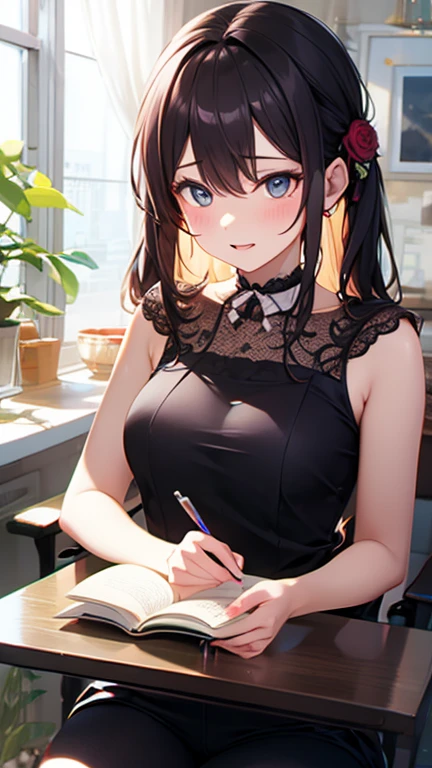 beautiful girl studying